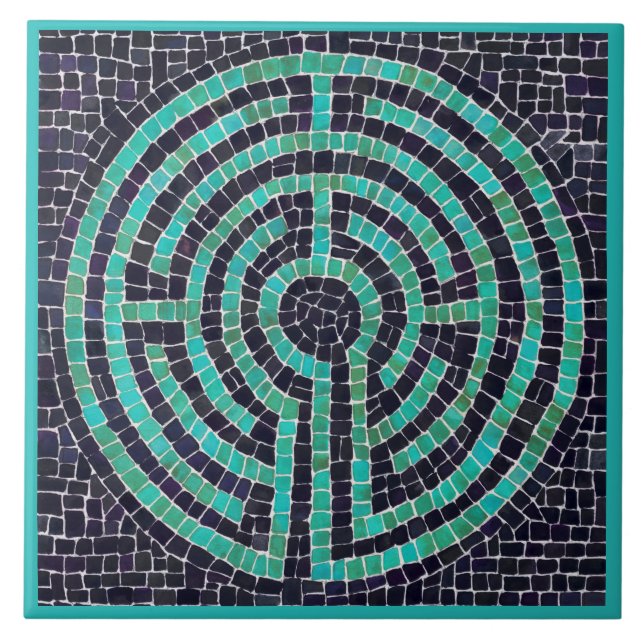 LABIRINTO III Azulejo Cerâmico 6x6 - Turquesa (Frente)