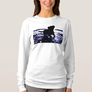 Laboratório longo do preto da camisa da luva das