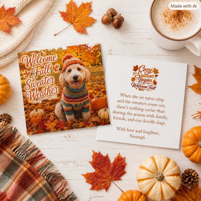   Labradoodle Aconchegante Suéter Outono Clima Out (Criador carregado)