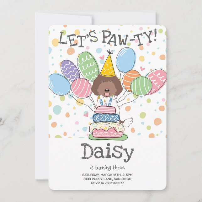 Labradoodle Dog Convite de aniversário (Frente)