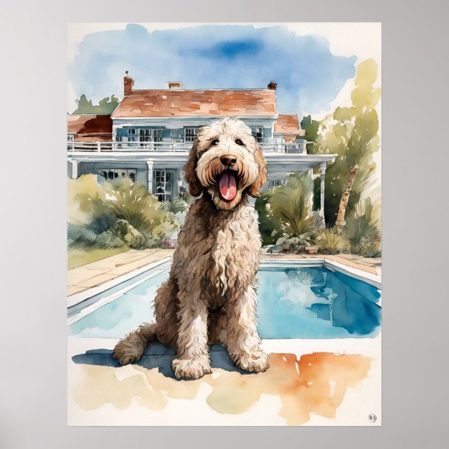 Labradoodle - Impressão de Arte Canina (Frente)