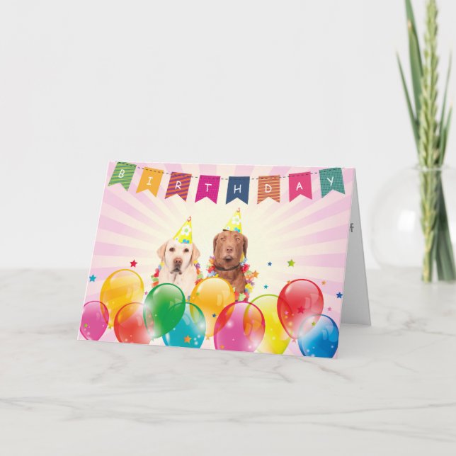Labrador Cães Feliz Cartão de Aniversário (Frente)