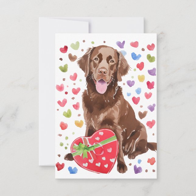 Labrador de Chocolate com Cartão de Amor Cardíaco (Frente)