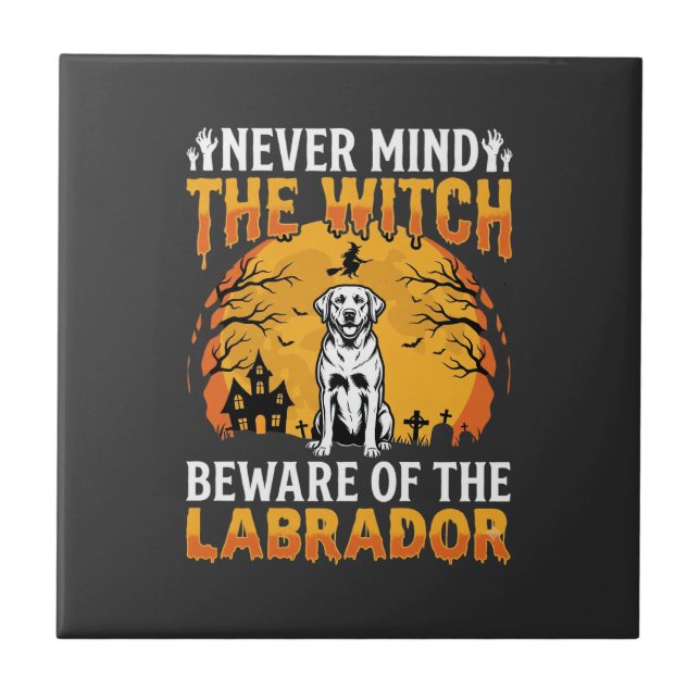 Labrador de Halloween Cuidado com o Cão (Frente)
