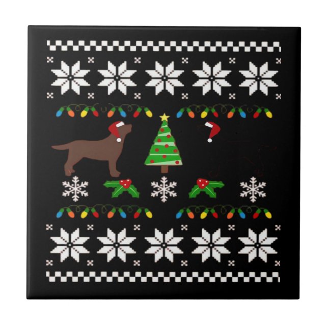 Labrador Preto e Labrador Chocolate Feliz Natal (Frente)