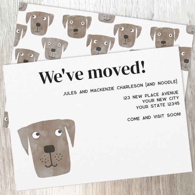Labrador Retriever Dog Novo Anúncio de Endereço (Chocolate Labrador Retriever Dog personalized moving new home change of address announcement)