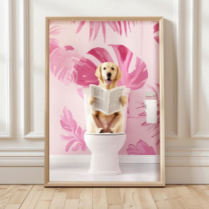 Labrador Retriever Dourado na Impressão de Banheir