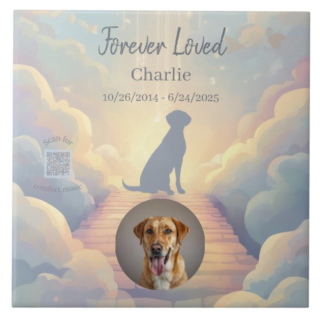 Labrador Retriever Memorial Ceramic Tile Rainbow (Frente)