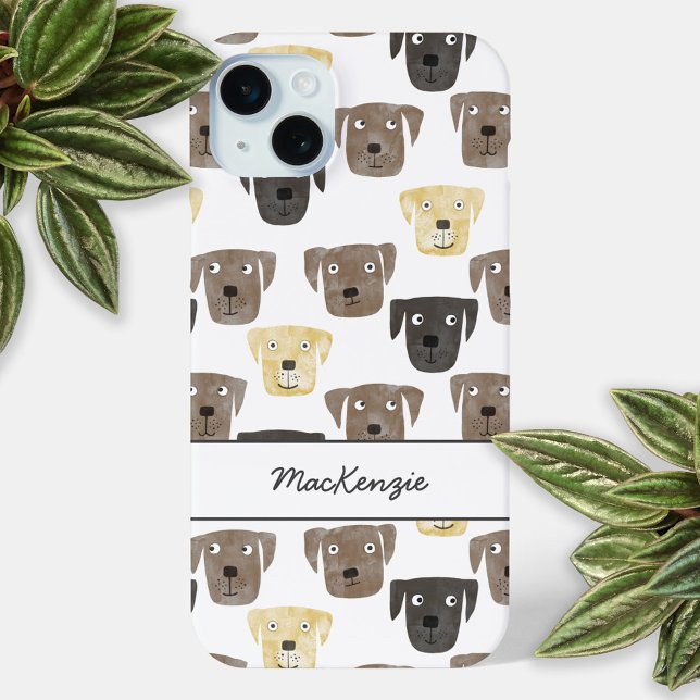 Labrador Retriever Personalizado (Fun watercolor Labrador Retriever dog pattern personalized name cell phone case)