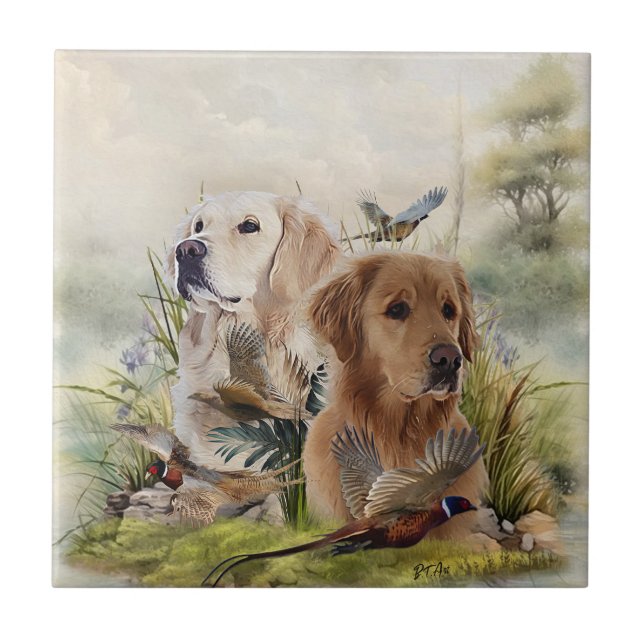 Labrador Retrievers com Faisão, Arte (Frente)