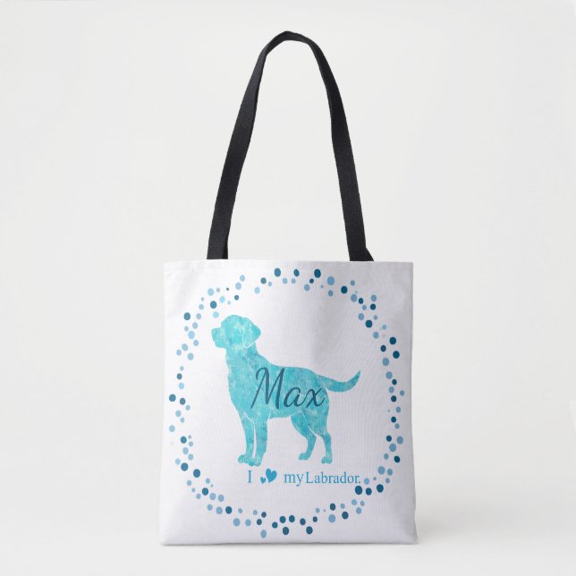 Labrador Tote Bag - Presente Azul de Pastel Person (Frente)