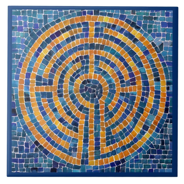 LABYRINTH IV 6x6 Azulejo cerâmico - Azul (Frente)