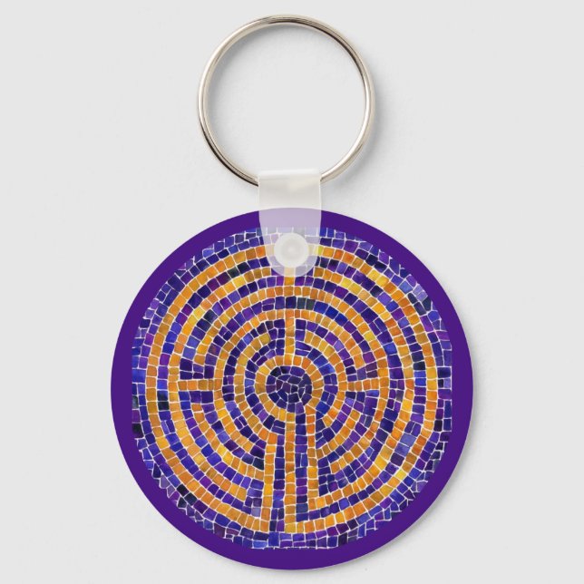 LABYRINTH MOSAIC Metal Round Chaveiro (Frente)