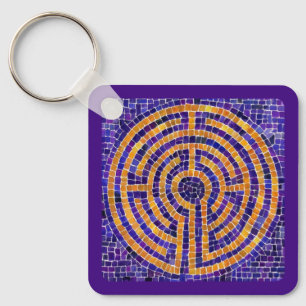 LABYRINTH MOSAIC Square Metal Chaveiro