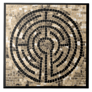 LABYRINTH V 6x6 - Azulejo cerâmico preto