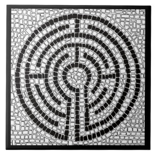 LABYRINTH VII 6x6 Azulejo cerâmico - Preto