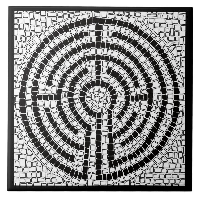 LABYRINTH VII 6x6 Azulejo cerâmico - Preto (Frente)