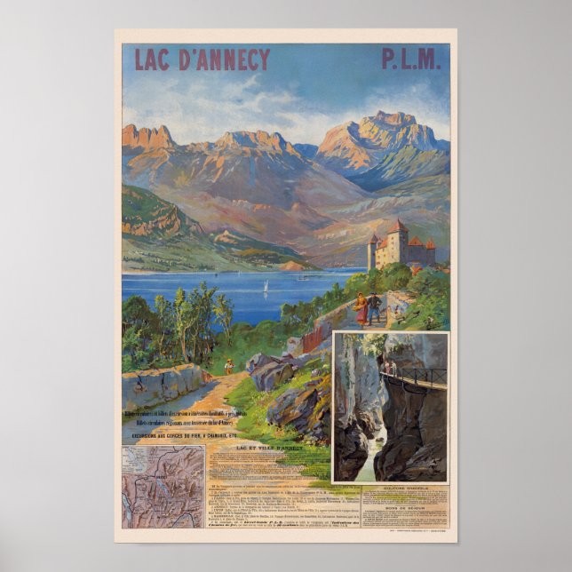 Lac d'Annecy PLM França Poster vintage 1890 (Frente)