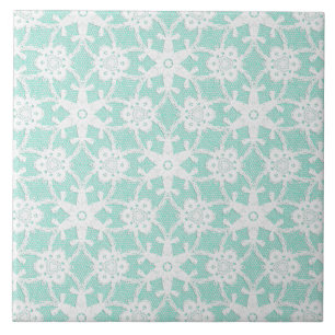 Lace antigo - branco e azul-aqua