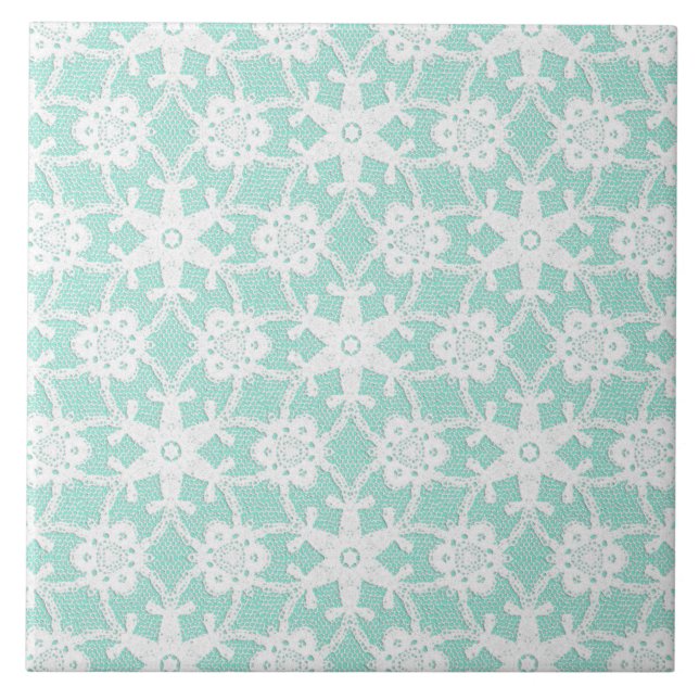 Lace antigo - branco e azul-aqua (Frente)