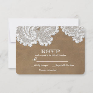 Lace Branco & Marrom Rústico Elegante Resposta Cas