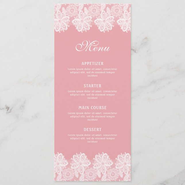 Lace branco no menu clássico cor-de-rosa (Frente)
