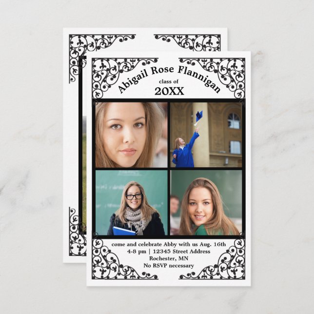 Lace de Colagem de Fotos - Anúncio de Formando 3x5 (Frente/Verso)