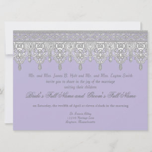 Lace de queda, Lavanda e Cinza - Convite de casame