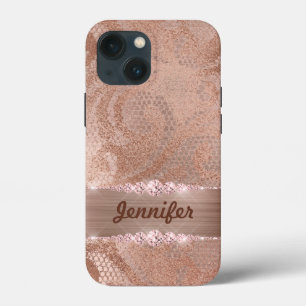 Lace Dourado de Rosa de Glam Faux em Monograma Bru