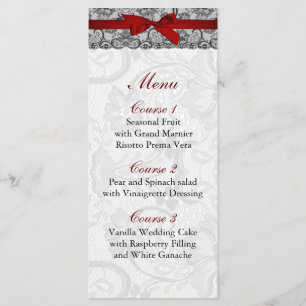 Lace e fita vermelha, Menu de casamento preto