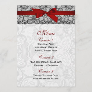 Lace e fita vermelha, Menu de casamento preto
