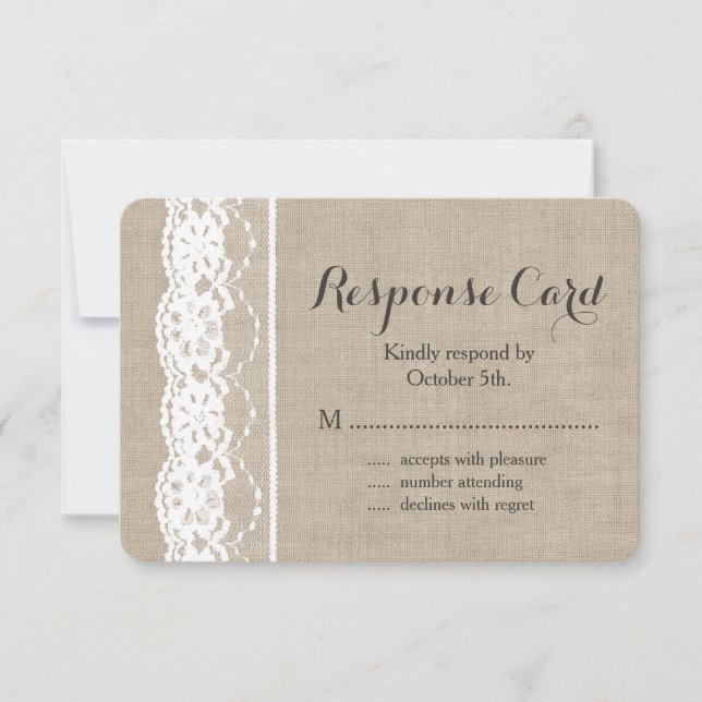 Lace em branco no RSVP 2 de Burlap (Frente)