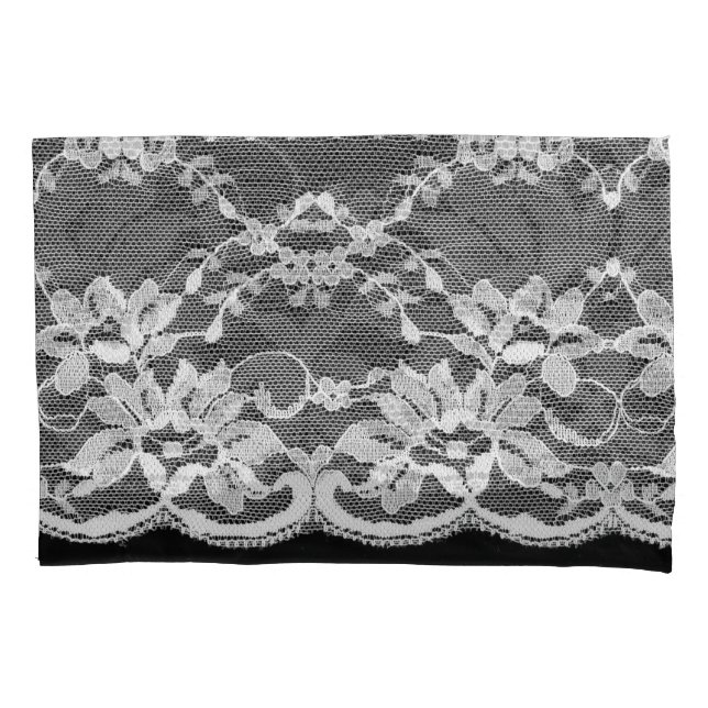 Lace floral branco: fundo preto. (Frente)