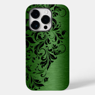 Lace Floral Verde e Preto Metálico Elegante
