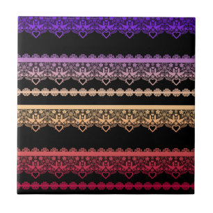 Lace multicolorido em preto