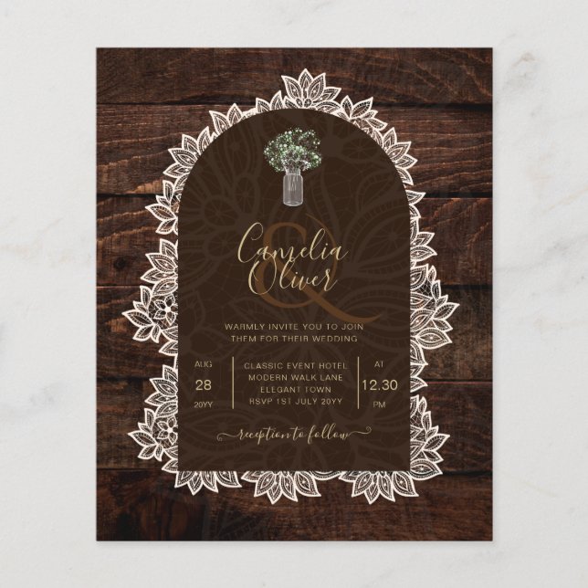 Lace Rustico de Orçamento MasonJar Gypsophila Casa (Frente)