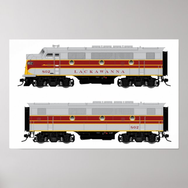 Lackawanna Diesel F3 A-B Set Locomotive Poster (Frente)
