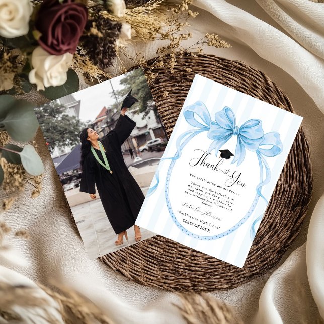 Laço azul simples mensagem de agradecimento de for (Criador carregado)