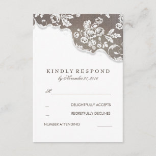 Laço branco RSVP Wedding rústico do vintage