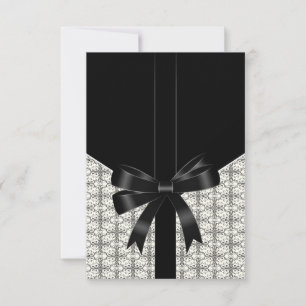 Laço de renda damasco preto RSVP preto e branco