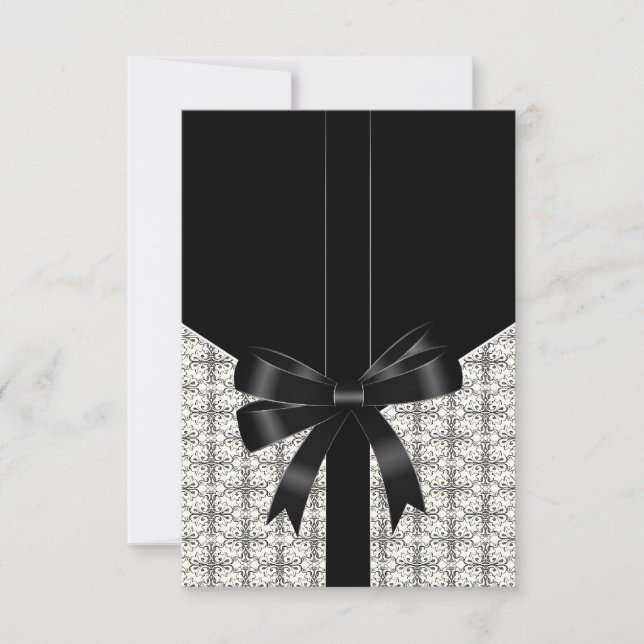 Laço de renda damasco preto RSVP preto e branco (Frente)