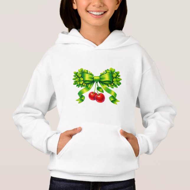 Laço de Trevo Sortudo com Cerejas em Design Verde (Frente)