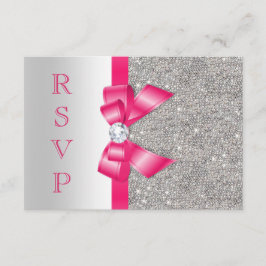 Laço Falso Rosa Vibrante & Diamantes RSVP
