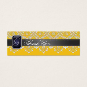 Laço preto & amarelo Tag Wedding Jeweled do favor