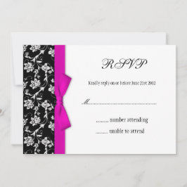 Laço Rosa Casamento Flor Preto e Branco RSVP