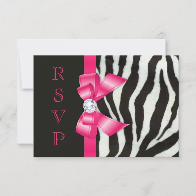 Laço Rosa Hot Zebra RSVP (Frente)