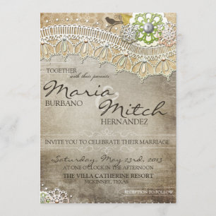 Laço rústico convite Wedding afligido