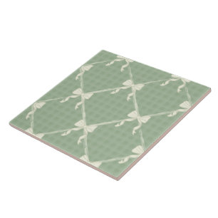 Laços Coquette com Padrão Xadrez Creme Verde Salvi