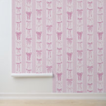 Laços Rosa com Listras Verticais de Renda
