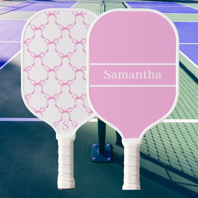 Laços Rosa Coquette com Nome Personalizado Preppy (Criador carregado)